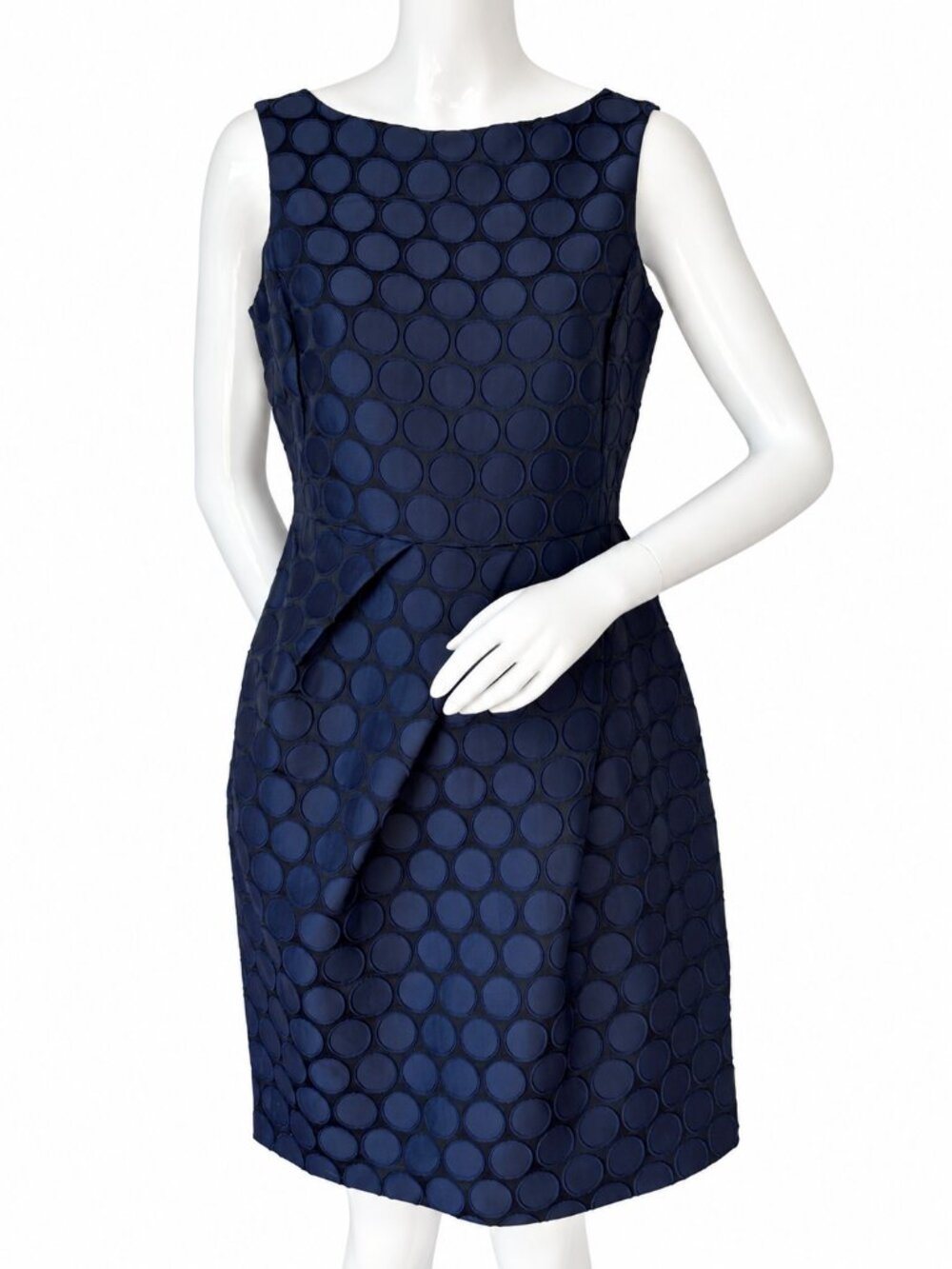 Carolina Herrera Navy Textured Sleeveless Cocktail Dress Size 6